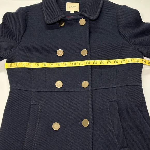 Loft Womens Pea Coat Size 10 Wool Blend Corduroy Pockets Classic Preppy Navy - Picture 7 of 11